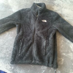 black fuzzy north face jacket